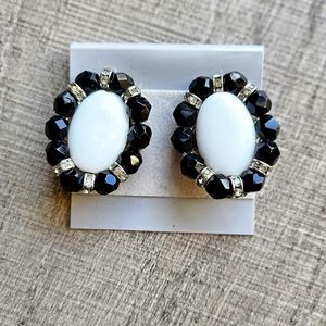 Vintage Black and white crystal earrings